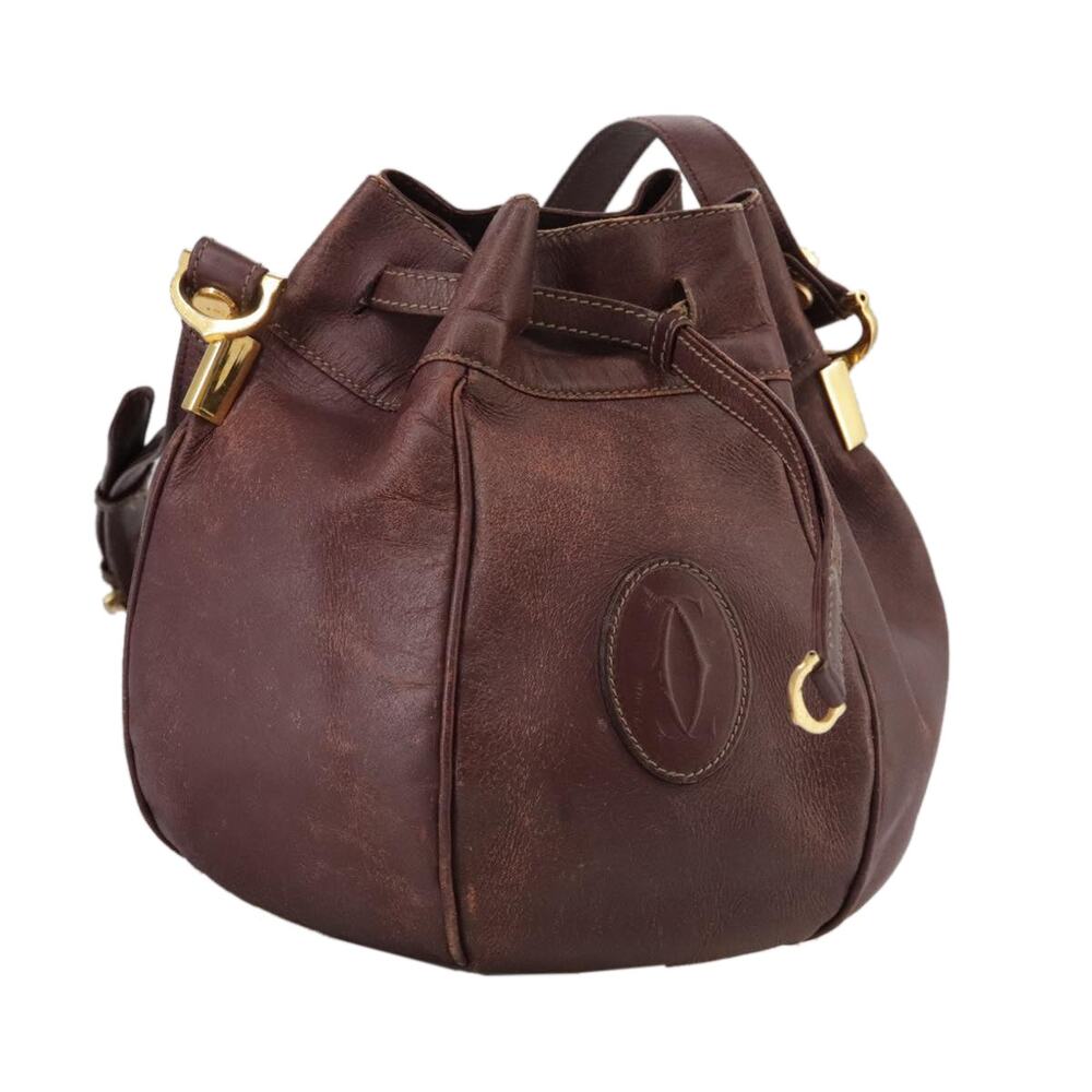 Cartier Shoulder Bag Leather Bordeaux Gold